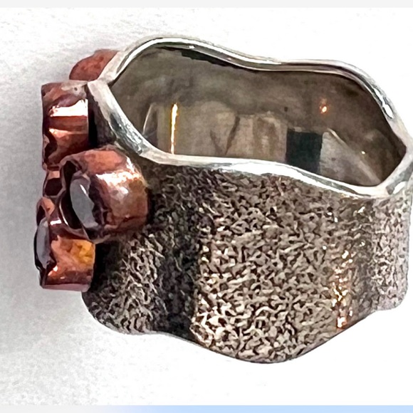 Handmade Vintage Sterling Silver and Copper Gemstone Ring - Picture 3 of 16